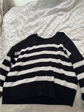 GAP Black & White Striped Crewneck Sweater